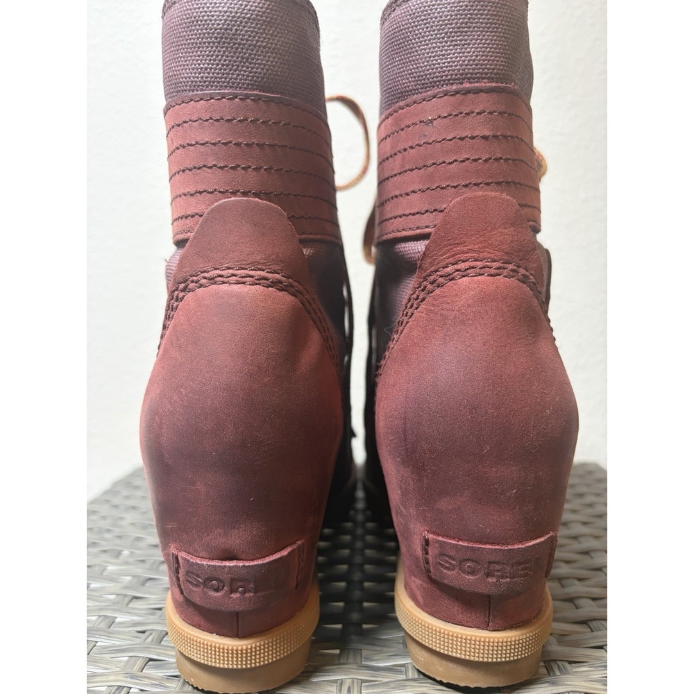 SOREL Hidden Wedge Boot~Joan Arctic Lexi Lace Up Waterproof ~US 8~Rose Leather - Picture 6 of 16